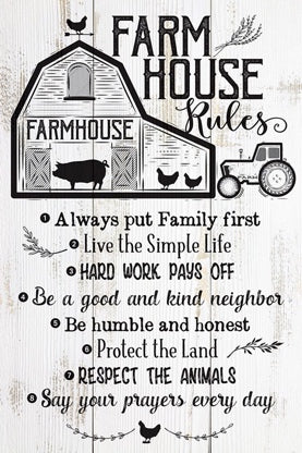 Farm House Rules Metal Sign