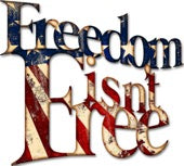 Freedom Isn't Free Embossed Metal Sign 