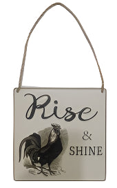 Rise & Shine Embossed Metal Sign