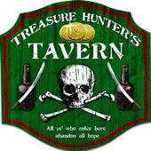 Treasure Hunter's Tavern Embossed Metal Sign